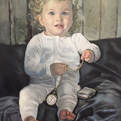 This is a portrait painting of Clara Street. The great great granddaughter of Lieutenant Colonel Percy Moreland Acton-Adams. 