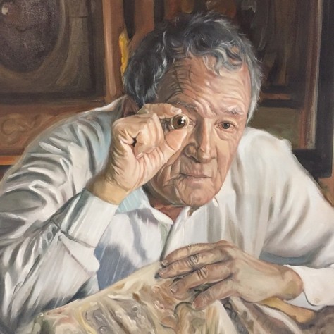 A personal favorite. This is a portrait painting of Yalcin Tosun. The grandson of Private Bandirmali Abdullah Tosun, holding his grandfather's glass eye. His grandfather lost his right eye during the Gallipoli WW1.